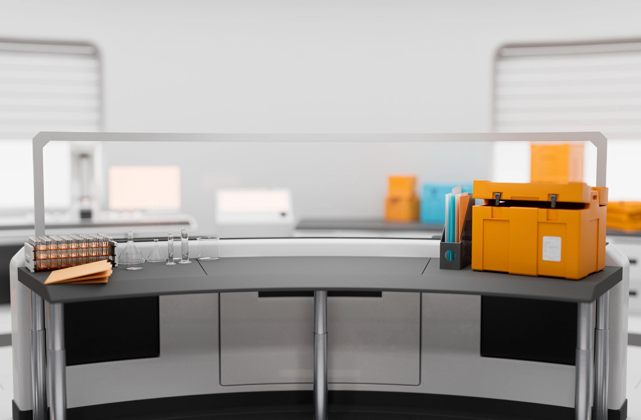 Medical workspace representing order handling and fulfillment